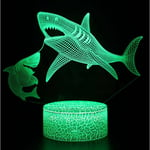 Veilleuse Requin 3D LED Lampe Optique Illusion Veilleuse Enfant Lampe de Nuit pour Chambre Chevet Table Cadeau pour Garon 16 Couleurs Changeantes