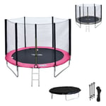 Happy Garden - Pack Premium Trampoline 180cm réversible rose / gris CAIRNS + filet, échelle, bâche et kit d'ancrage