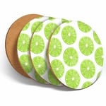 4 Set - Juicy Green Limes Fruit Fun Coasters - Kitchen Drinks Coaster Gift #2670