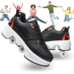 Casual Roller Skates for Girls Women Deformation Parkour Shoes Invisible with Four Rounds of Running Shoes Roller Skates for Outdoor Sports Rollershoes