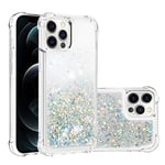 KBIKO-zxl Compatible avec Coque iPhone 12 Pro Max, [Silver Back] Fille Paillette Bling Glitter de Luxe avec Support，Liquide Housse Etui de Protection pour iPhone 12 Pro Max.Silver1 YBL