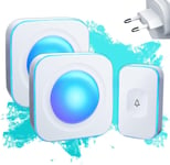 Sonnette Sans Fil Exterieur Etanche 360 M Longue Portée De Doorbell Kit Avec Ip44 Bouton Sonnette Exterieur Et 2 Récepteur Enfichable Carillons Avoir Lumières Rvb 36 Mélodies 4 Volume