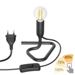 Lampe de table TRIN noire avec fiche et interrupteur, ampoule LED E14 incluse,