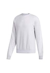 adidas Men 3STRIPE WRAP CR Sweatshirt - Light Grey Heather/White, Medium