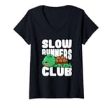 Womens Funny Slow Turtle Runners Club - Cool Marathon Running V-Neck T-Shirt