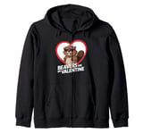 Beavers Are My Valentine Cute Beaver Heart Valentines Day Zip Hoodie