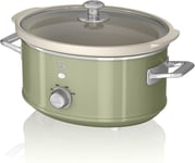 Swan Retro Slow Cooker Green 3.5L SF17021GN Crockery Pot Glass Lid 200W Green