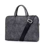 ZYDP Laptop Leather Computer Bag 14-inch 15.6-inch Waterproof Full Protective Tabs (Color : Plush black gray, Size : 14 inches)