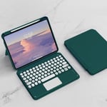 Coque Clavier Pour Ipad Air 11"" 2024 (M2),Clavier Ipad Air 5ème & 4ème Génération,Transparente Magnétique Vertical Cover & Azerty Clavier Bluetooth Sans Fil Avec Touchpad,Vert Foncé