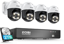 ZOSI 4K PoE Kit Camera Surveillance Extérieure 8MP Caméra IP PT 355°/140° 2 To