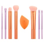 Real Techniques Level Up Lot de 9 pinceaux + éponge de maquillage pour fard à paupières, fond de teint, blush, et poudre bronzante Qualité professionnelle