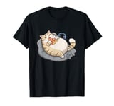 Nerdy Pizza Eating Gamer Cat Game T-Shirt