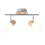 BRILLIANT lampe Babsan spot tube 2 lumière bois clair/blanc | 2x C35, E14, 3,5W, adapté aux lampes à bougie (non incluses) | Échelle A ++ à E | Têtes pivotantes