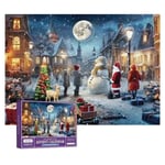 Pussel Adventskalender 2023, 1008 pusselbitar 24 dagar till jul Nedräkning Adventskalender Julblomma Månskensnatt