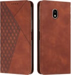 Coque Pour Samsung Galaxy J3 2017 / J330, Premium Flip Housse Etui Protection Rabat Clapet Portefeuille Phone Cover Magnetique [Porte Cartes] Antichoc Bequille Cover (Marron)