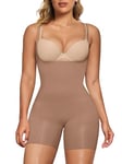 SHAPERX Women's Shaping Bodysuits Open Bust Tummy Control Body Shaper Mid-Thigh Bodysuit Shorts Seamless Shapewear, UK-SZ5258-Sienna-2XL/3XL