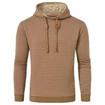 JustSun Sweat à Capuche Homme Pull Homme Sport Casual Hoody Hooded Sweatshirts Khaki L