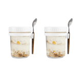 Overnight Oats Jars, with Lid and Spoon,10 Oz Cereal, Milk, Vegetable and4765