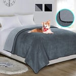 softan Couverture imperméable 100% Anti-Fuite pour bébés, Adultes, Chiens, Chats, 3 Couches de Protection pour lit, canapé et canapé,Causeuse 178 x 230 cm,Gris Anthracite | Gris Clair, réversible