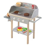 roba Jouet Barbecue en Bois pour Enfant - Cuisine Extérieure + 14 Pièces d'Accessoires et Ingrédients Burger en Peluche