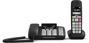 Dl780 Plus-Telephone Fixe Filaire Noir Avec Combine-Fonction Mains-Libres,Larges Touches,Signal D'Appel Lumineux