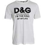 Dolce & Gabbana T-Shirt Blanc D&g King Imprimé Coton Ras Du Cou IT54/US44 / XL