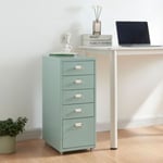 Caisson de bureau Kökar à roulettes avec 5 tiroirs 69 x 28 x 41 cm vert menthe en.casa