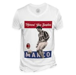 T-Shirt Homme Col V Marco Van Basten Vintage Footballeur Foot Star