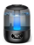 Dreo Humidifiers for Bedroom, Cool Mist Ultrasonic Humidifiers with Oil Diffuser, 30Hr Runtime, Top Fill 3L Tank, Humidity Sensor, Night Light for Baby, Nursery, 360° Nozzle for Plants and Home, Black