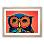 Owl Art Retro Vol.3 Abstract H1022 Framed Print for Living Room Bedroom Home Office Décor, Wall Art Picture Ready to Hang, Oak A3 Frame (46 x 34 cm)