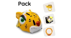 Crazy safety pack casque   leopard jaune   casque  cadenas  sonnette et gants