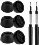 Embouts Compatible pour Airpods Pro et 2 avec Trou de Réduction du Bruit,Embouts en Noir Silicone Compatible pour Airpods Pro avec 2 stylos Nettoyage(S/M/L,3 Paires)