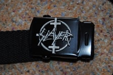 SLAYER 4 CROSSES WEB BADGE BUCKLE BELT NEW BAGGED OFFICIAL REIGN IN BLOOD THRASH