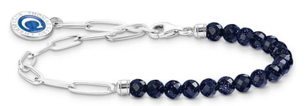 Thomas Sabo Charm Club Charmista Enjoy black bead silver blue enamel coin 17 cm armband A2129-007-32-L17v