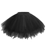 Kvinnors Mesh Tulle-kjol Prinsessa Elastisk Kjol Vuxen Kort Tutu Danskjol Svart XXL