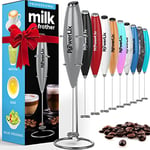 PowerLix Milk Frother Handheld Whisk - Electric Milk Frother Foamer with Stainless Steel Stand,15-20s, Powerful 19000rpm, Mini Drink Mixer Coffee Frother for Latte, Cappuccino, Hot Chocolate