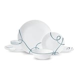 Corelle Lia 12-Piece Chips & Cracks Resistant Dinnerware Set, Service for 4, Blue,White