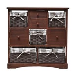 Armoire 4 Tiroir 5 Panier Bois Pvc Marron Country 69x69x30