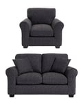 Habitat Argos Home Lisbon Fabric Chair & 2 Seater Sofa - Charcoal