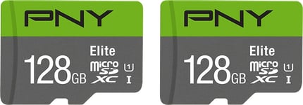 PNY Elite MicroSD-kort 128 GB (2-pakning)