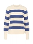 KAFFE Lizza Stripe Jumper, Turtle Dove/Blue