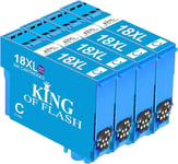 King of Flash neuf Imprimante compatible cartouches d'encre Cyan, magenta, jaune, noir pour Epson t1815 - EPSON XP-30, 102, 202, 305, 405, 205, 302, 415, 415, 412, 315, 312, 215, 212