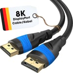 Câble Displayport 8K 0,5 M Câble Dp, Développé En Allemagne Disponible En 0,5-10 M (Câble Display Port Pour Moniteur Pc/Ordinateur Portable À 4K@60Hz, 144Hz, Dolby Audio,[YIN141399]