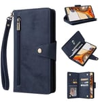 ESONG Coque pour Google Pixel 8 Pro,Etui en Cuir PU Premium Housse à Rabat Portefeuille Flip Antichoc Case avec Rangements de Cartes/Support/Fermeture Aimantée/Lanyard Dragonne-Bleu