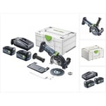 Dsc-agc 18-125 fh EB-Basic Système de tronçonnage à main libre sans fil 18 v 125 mm Brushless + 2x batterie 5,0 Ah + chargeur + Systainer - Festool