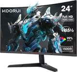 KOORUI 24 Inch Gaming Monitor -FHD 1080P Curved Monitor 165Hz VA 1ms 1500R PC X2