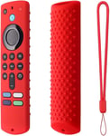 Housse de Protection en Silicone télécommande pour Fire TV Stick (3rd Gen), étui Anti-Chute pour télécommande TV, Housse de Protection avec lanière (Rouge)