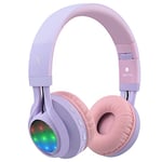 Riwbox WT-7S Kids Bluetooth Headphones Light Up, Foldable Stero Wireless Headset with Microphone and Volume Control for PC/Tablet/TV/Travel