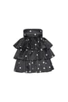 Satin Ruffle Dress - Black Comb