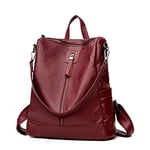 DEERWORD Femme Sac a Dos Sacs à Main Portés Bandouliere Feminin Ados Original PU Cuir 5410 1pc ensemble Rouge Vineux V1